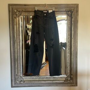 So soft with a little stretch!! Reinforced around the rips.